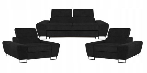 Zestaw mebli wypoczynkowych salon Savio Sofa 2os fotele czarny Family Meble na Arena.pl