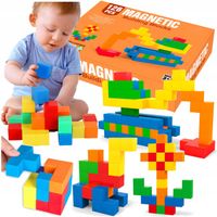 Klocki magnetyczne edukacyjne KOSTKI SZEŚCIANY magnesy Zestaw XXL 126 el.