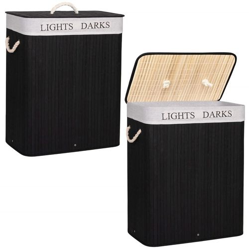 KOSZ BAMBUSOWY NA PRANIE BIELIZNĘ DWUKOMOROWY Z POKRYWĄ POJEMNIK DUŻY 100L na Arena.pl