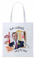 Prezydent Andrzej Duda Torba Eco Biała Shopper Z Nadrukiem Ze Zdjęciem