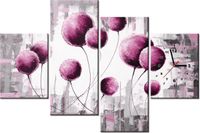 120CM 80CM ZEGAR 4 ELEM ABSTRAKCYJNE DMUCHAWCE FUKSJI OBRAZ ŚCIENNY