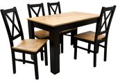 Zestaw do kuchni salonu stół 70x115 cm i 4 krzesła kolor dąb wotan + czarny