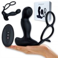 WIBRATOR DLA MĘŻCZYZN MASAŻER PROSTATY Z PILOTEM PIERŚCIEŃ NA JĄDRA DO SEX