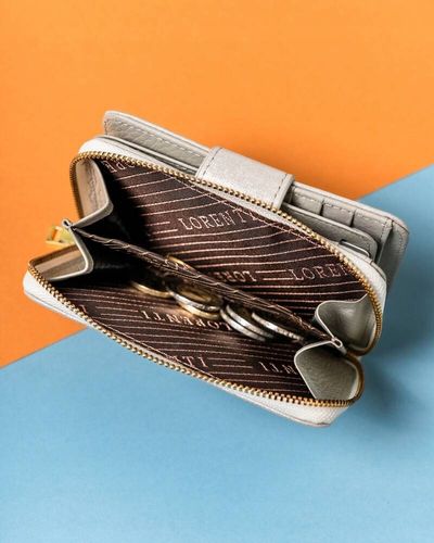 skórzany, elegancki portfel damski na zatrzask i suwak - lorenti na Arena.pl