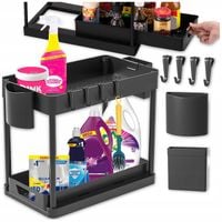 ORGANIZER POD ZLEW REGAŁ STOJAK 2 POZIOMOWY Wysuwana Półka DO KUCHNI CZARNY