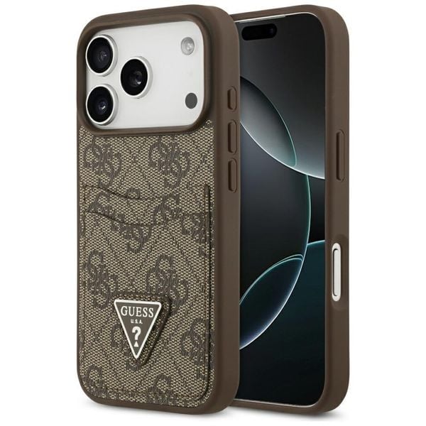 Etui Guess 4G Double Card Triangle do iPhone 17 Pro brązowy zdjęcie 1