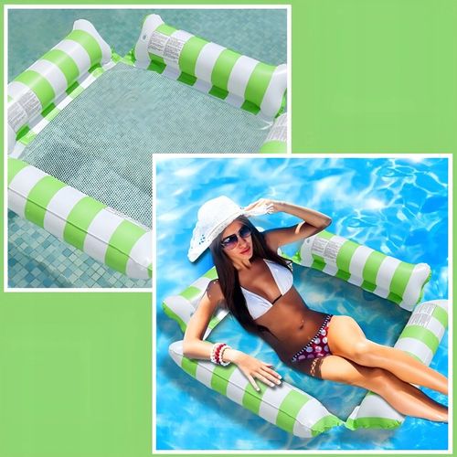 HAMAK WODNY MATERAC DO PŁYWANIA DMUCHANY Z SIATKĄ DO BASENU LEŻAK PLAŻOWY na Arena.pl