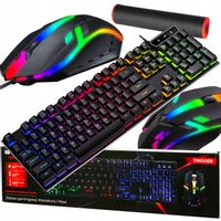 ZESTAW KLAWIATURA MYSZKA MYSZ XXL PODKŁADKA GAMINGOWA PODŚWIETLANA HQ LED