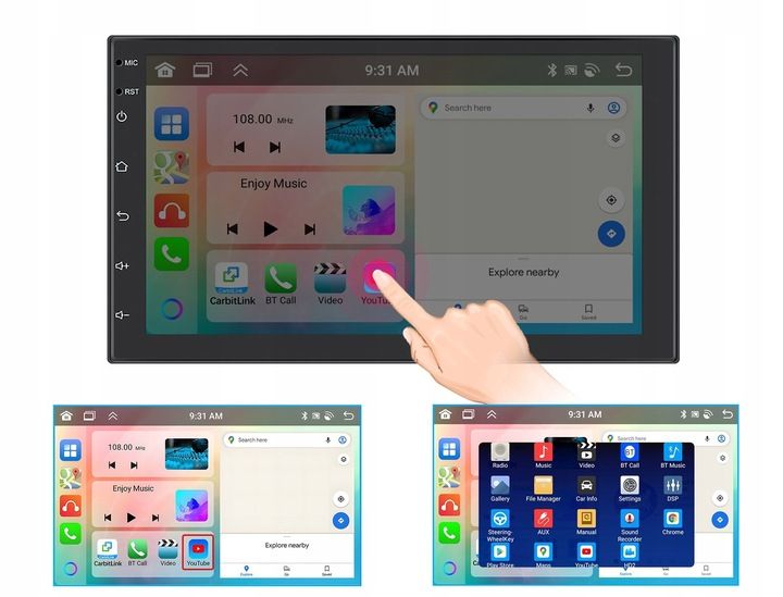 RADIO SAMOCHODOWE 2 DIN ANDROID AUTO CARPLAY 4GB/64GB ANDROID 13 RDS DSP zdjęcie 5