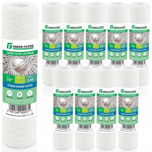 FILTR DO WODY WKŁAD 10' SZNURKOWY 20 MIKRON USUWA OSADY - 10 SZTUK na Arena.pl