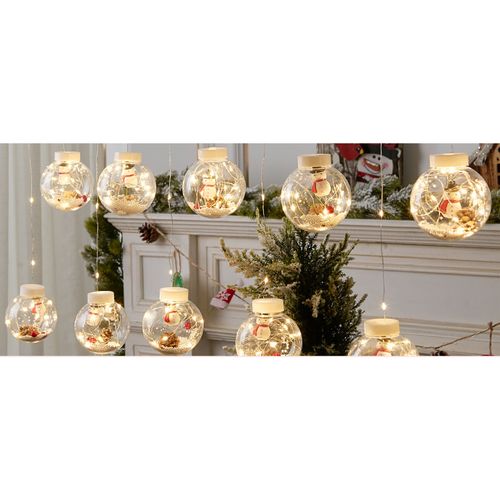 Lampki świąteczne kurtyna bombki z drucikami LED na Arena.pl