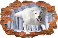 FOTOTAPETA 3D naklejka dziura zwierzęta biały wilk