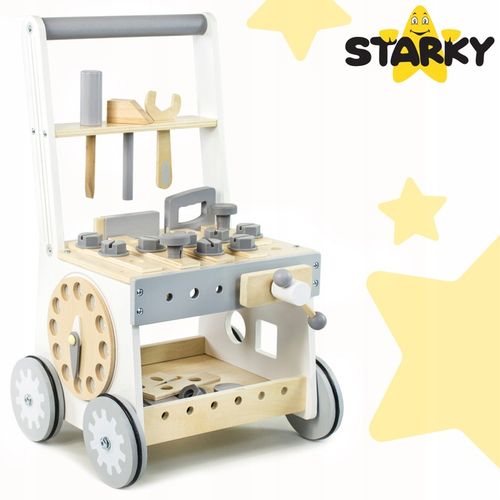 Pchacz drewniany chodzik jeżdzik dzieci warsztat zestaw majsterkowicza 3w1 na Arena.pl