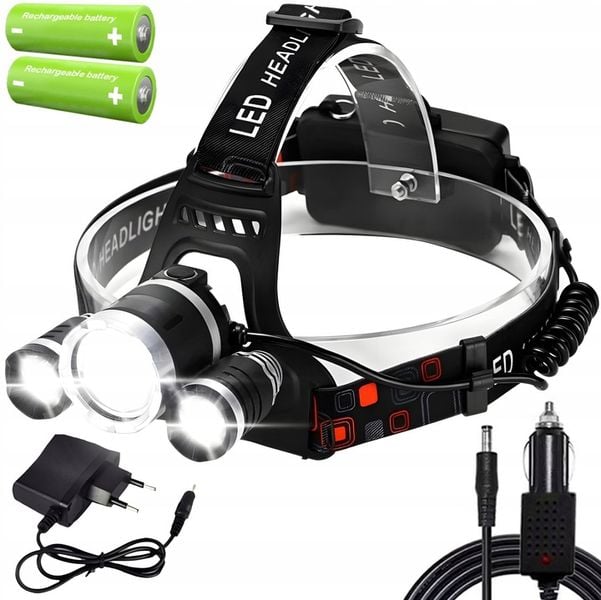 MOCNA LATARKA CZOŁOWA 3x LED CREE XM-L T6 CZOŁÓWKA zdjęcie 1