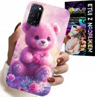 ETUI DO OPPO A52 - SŁODKI MIŚ NA RÓŻOWYM TLE, CASE + SZKŁO