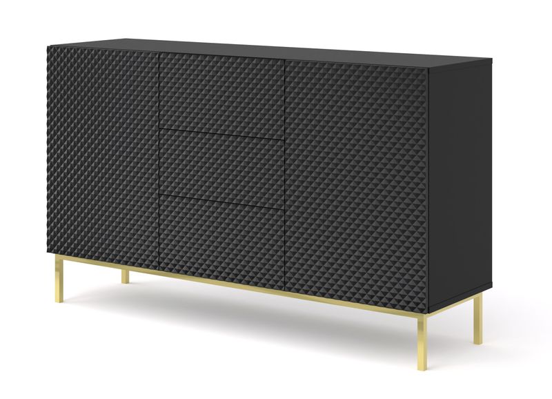 Komoda Ravenna C 150 cm 2D3S czarny połysk rama zdjęcie 1