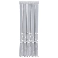 Firana AVRIL 140x270 cm biała z kwiatami i falbaną taśma