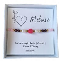 Bransoletka damska DLA NIEJ perła kwarc różowy Miłość Kobiecość WALENTYNKI