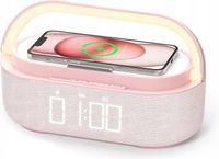 Cyfrowy radio budzik z ładowarką indukcyjną 6 w 1 COLSUR Radiobudzik Różowy