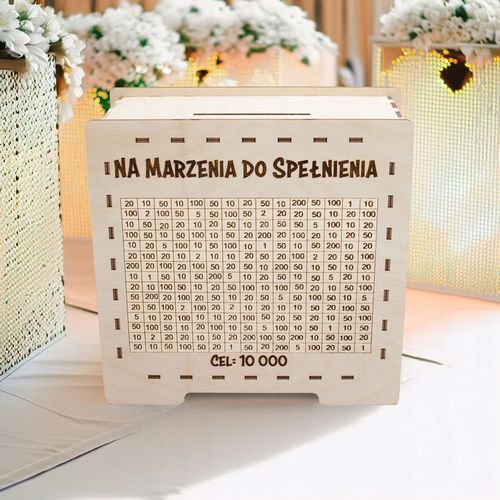 DREWNIANA SKARBONKA WYKREŚLANA PREZENT DOWOLNY NAPIS OSZCZĘDZANIE PIENIĘDZY na Arena.pl