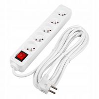 PRZEDŁUŻACZ 5M 5 GNIAZD UZIEMIENIE OCHRONA 3680W BIAŁY