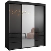 Szafa przesuwna z lustrem Torino 3D1L 180 Czarna (lacobel)