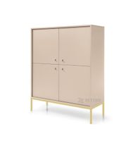 Komoda czterodrzwiowa MOLLY beżowa witryna złoty stelaż