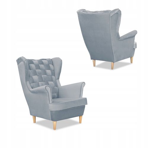 Zestaw wypoczynkowy Carol sofa fotele paski Family Meble błękitny na Arena.pl