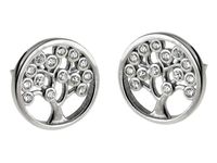 Eleganckie rodowane srebrne kolczyki celebrytki drzewo życia białe cyrkonie srebro 925 K1964