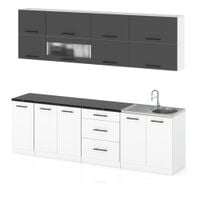 Meble Kuchenne Modułowe Kuchnia Robo Lux 2.6m Szafki Modułowe Szary Biały