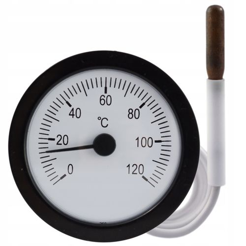 TERMOMETR TARCZOWY Z SONDĄ do pieca kotła 0-120C na Arena.pl