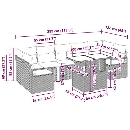 Zestaw Sof na Ogród 8 pcs Brązowy i kremowy 100 x 55 x 73 cm na Arena.pl