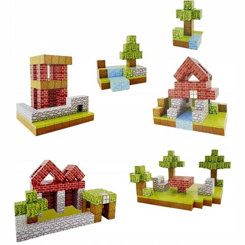 KLOCKI MAGNETYCZNE PIKSELE BLOCZKI SZEŚCIANY MOCNE 200 KLOCKÓW + 2 LUDZIKI na Arena.pl