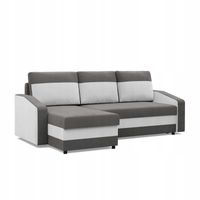 NAROŻNIK ORION SZARY BIAŁY Wygodna Rogówka KANAPA Rozkładana Funkcja Spania