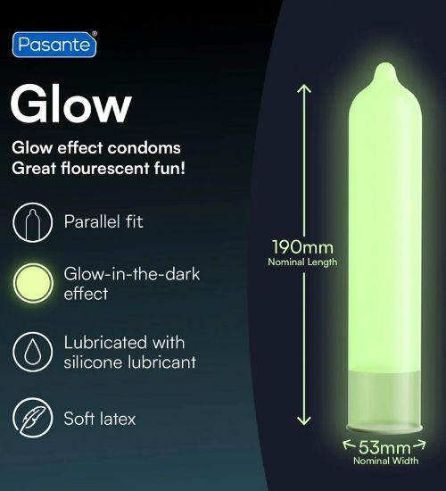 Świecące w ciemności prezerwatywy Pasante Glow 3szt. zdjęcie 2