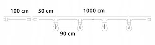 Girlanda ogrodowa Zewnętrzna Łańcuch Świetlny 10m + 10x żarówka LED E27 na Arena.pl