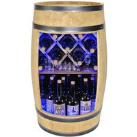 Szafka barowa beczka drewniana regał otwarty stojak whisky światło LED RGB