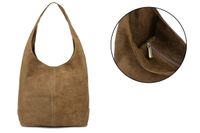 Włoska Torebka worek Skórzana zamsz Naturalny musztarda U35