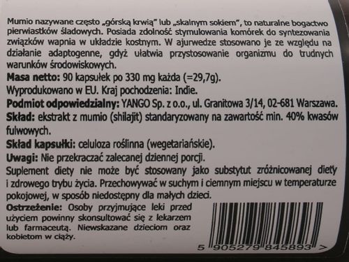 Mumui Shilajit 330mg - Yango - 90 kapsułek na Arena.pl