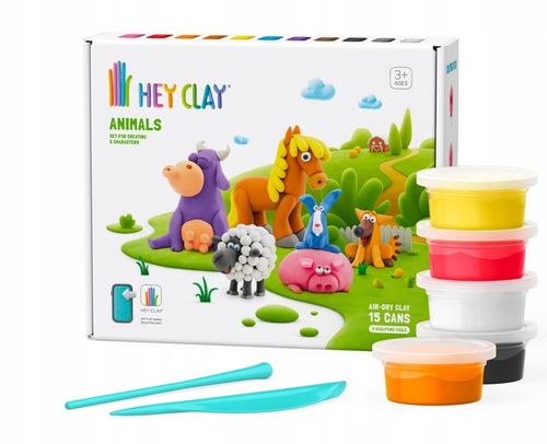 Masa Plastyczna Zestaw Zwierzątka HEY CLAY dla Dzieci+15 pojemników 4 lata+ na Arena.pl