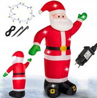 MIKOŁAJ DMUCHANY POMPOWANY ŚWIECĄCY DUŻY 180cm 3LED OZDOBA LAMPKI NA ŚWIĘTA