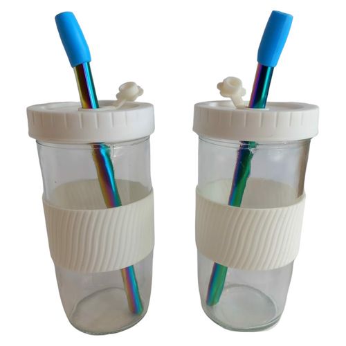 Kubek Szklanka Pojemnik Ze Słomką Szklany 730ml x2 na Arena.pl