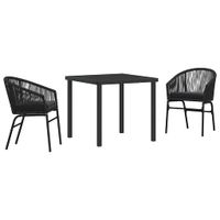 Zestaw do jadalni w ogrodzie 3 pcs Czarny Polirattan