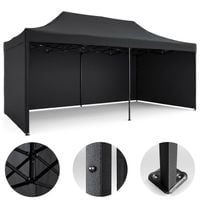 Pawilon ogrodowy 3 scianki 3 x 6m czarny Plonos