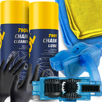 ZESTAW MANNOL ZMYWACZ DO ŁAŃCUCHA SMAR SZCZOTKA DO CZYSZCZENIA I SMAROWANIA