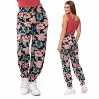 Spodnie Damskie Długie Luźne Nogawki Alladynki Lekkie Kwiaty MORAJ XXL