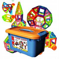 KLOCKI MAGNETYCZNE 128 el + ORGANIZER do przechowywania klocków
