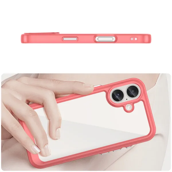 etui outer space case z żelową ramką do iphone 16 - czerwone zdjęcie 4