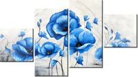 90CM 160 OBRAZ 4 ELEM NIEBIESKIE MAKI ŚCIENNY