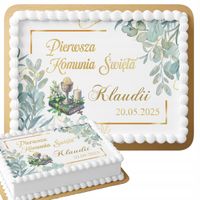 OPŁATEK NA TORT 28,7x20cm - NA PIERWSZĄ KOMUNIE ŚWIĘTĄ IHS + IMIE